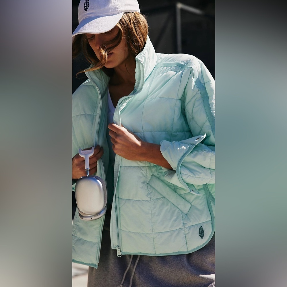 Free People Light Blue Quilted Jacket